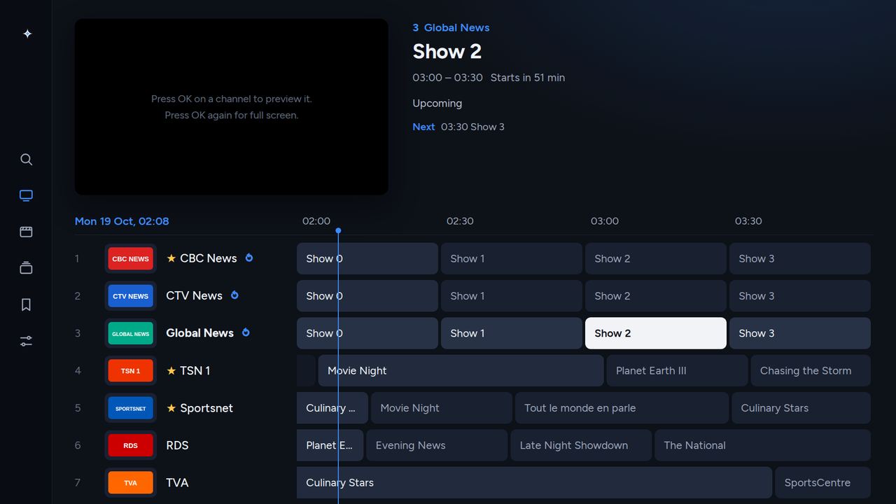 Nova TV live guide